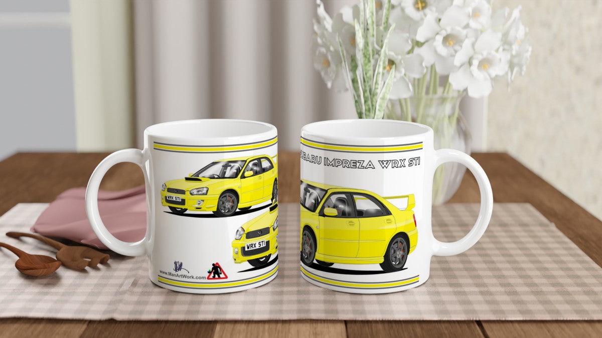 Subaru Impreza in Yellow Art Mug