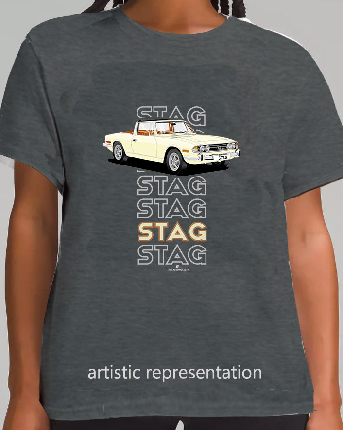 Triumph Stag in Jasmine & Tan Art T Shirt (Words)