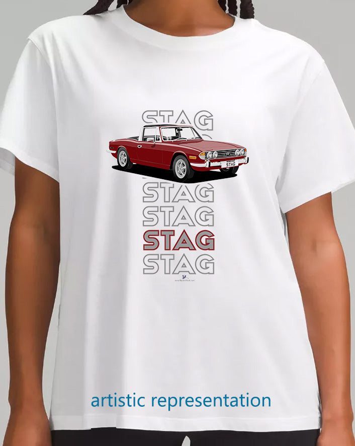 Triumph Stag in Damson Red & Black Art T Shirt (Words)