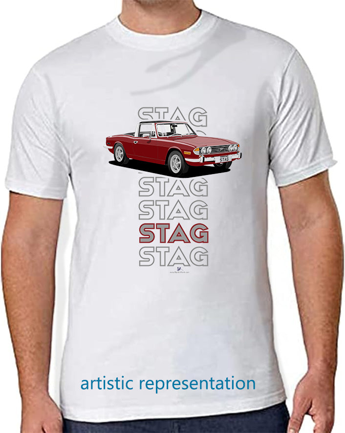 Triumph Stag in Damson Red & Black Art T Shirt (Words)