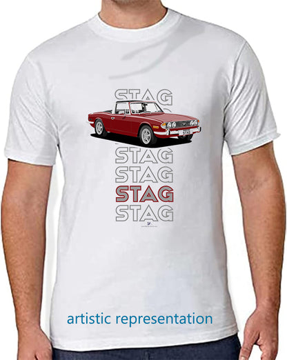 Triumph Stag in Damson Red & Black Art T Shirt (Words)
