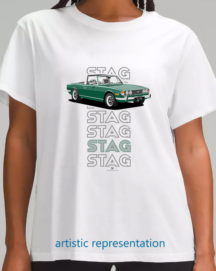 Triumph Stag in Emerald Green & Black Art T Shirt (Words)