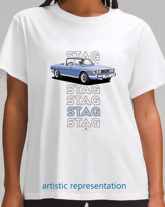Triumph Stag in French Blue & Black 76-77 Art T Shirt (Words)