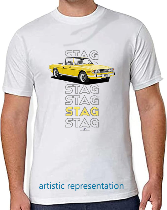 Triumph Stag in Inca Yellow & Black Art T Shirt (Words)