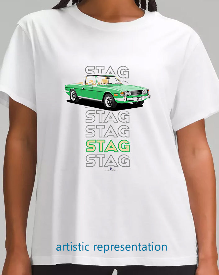 Triumph Stag in Java Green & Beige Art T Shirt (Words)