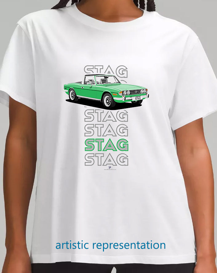 Triumph Stag in Java Green & Black Art T Shirt (Words)