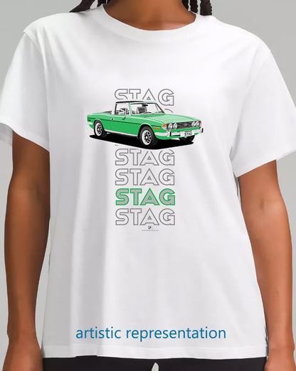 Triumph Stag in Java Green & Black Art T Shirt (Words)