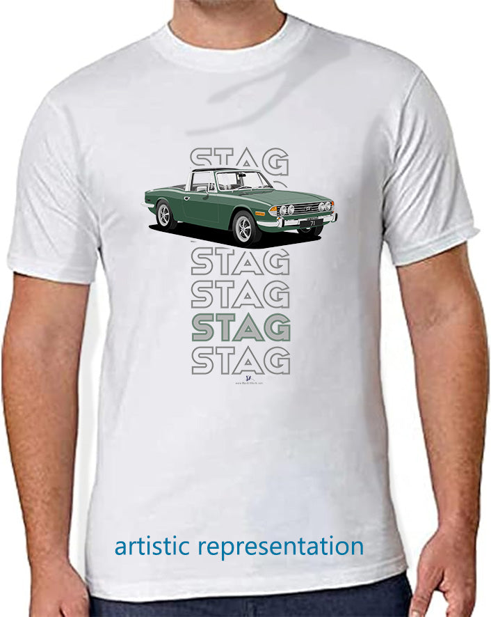 Triumph Stag in Laurel Green & Black Art T Shirt (Words)