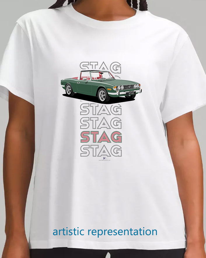 Triumph Stag in Laurel Green & Red Art T Shirt (Words)