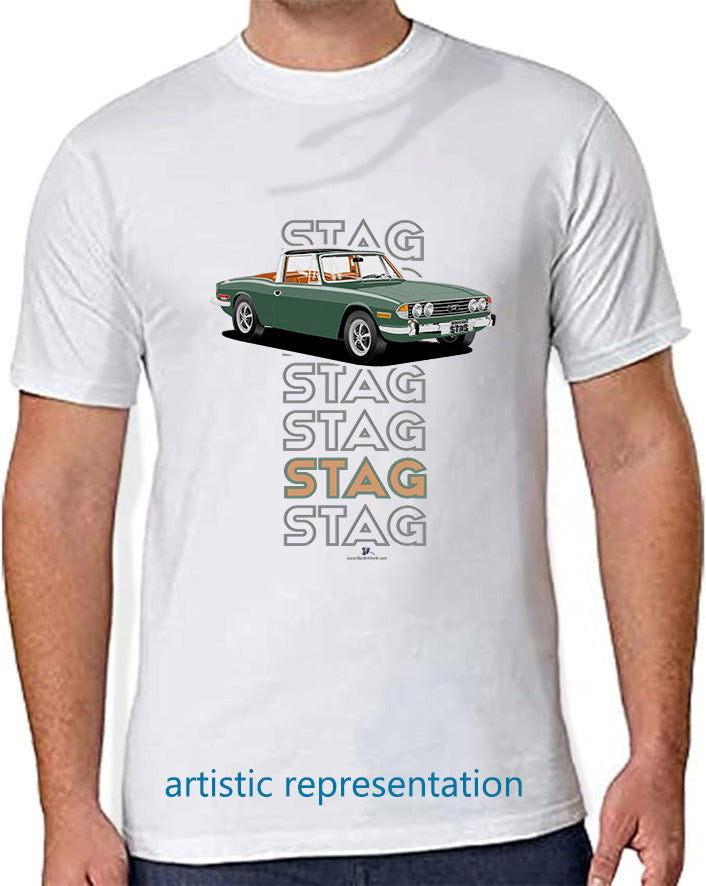 Triumph Stag in Laurel Green & Tan Art T Shirt (Words) - Federal