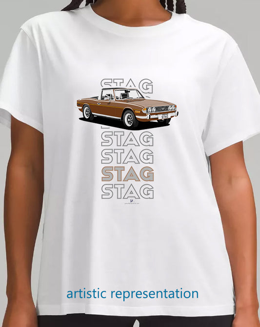 Triumph Stag in Maple & Black Art T Shirt (Words)
