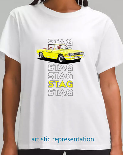 Triumph Stag in Mimosa & Chestnut Art T Shirt (Words)