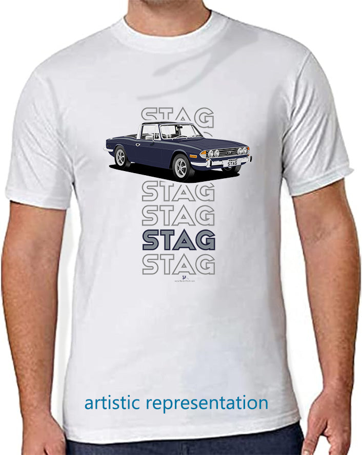 Triumph Stag in Royal Blue & Black Art T Shirt (Words)