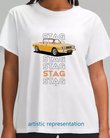 Triumph Stag in Saffron & Red Art T Shirt (Words)
