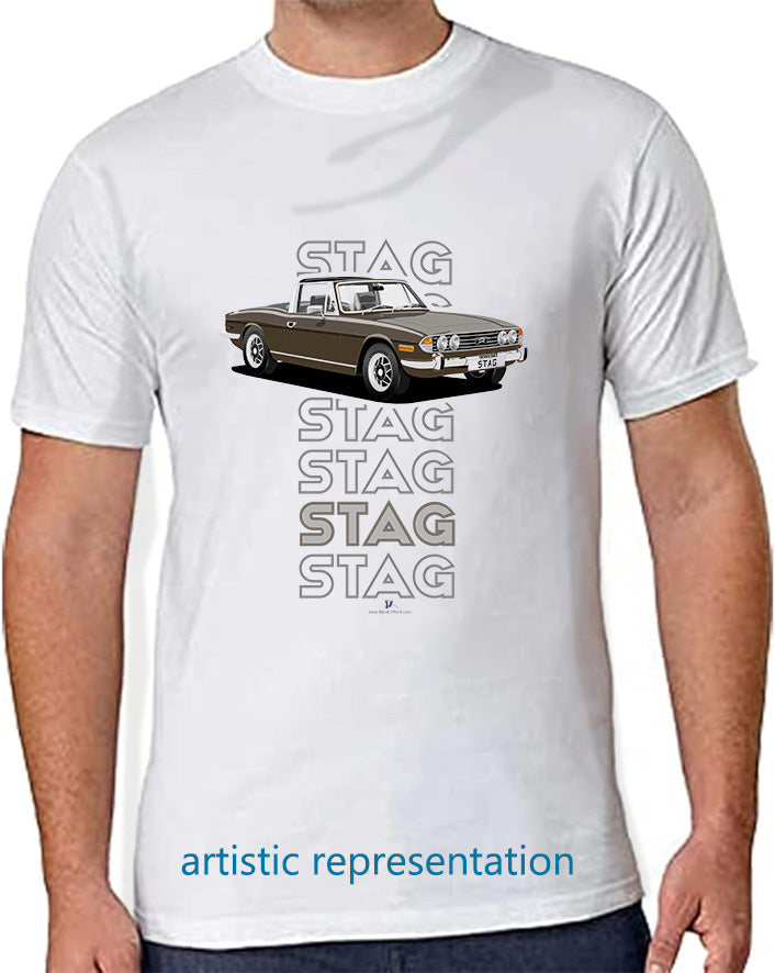 Triumph Stag in Sienna Brown & Black Art T Shirt (Words)