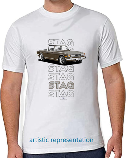 Triumph Stag in Sienna Brown & Black Art T Shirt (Words)