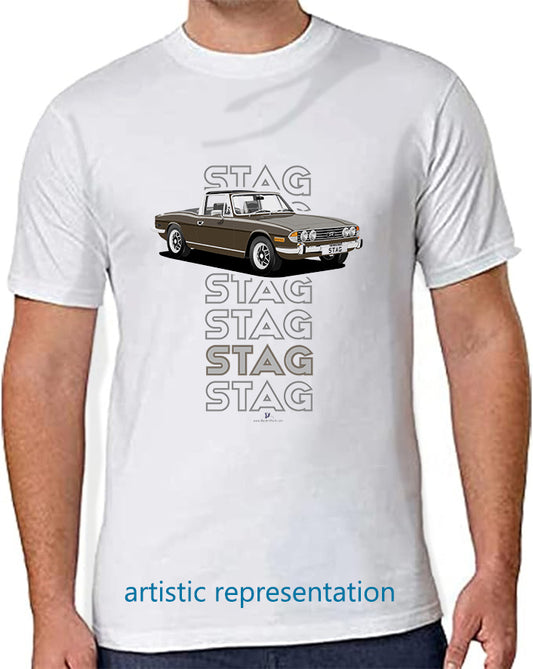 Triumph Stag in Sienna Brown & Black Art T Shirt (Words)