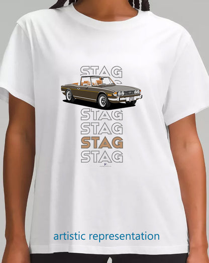 Triumph Stag in Sienna Brown & Tan Art T Shirt (Words)