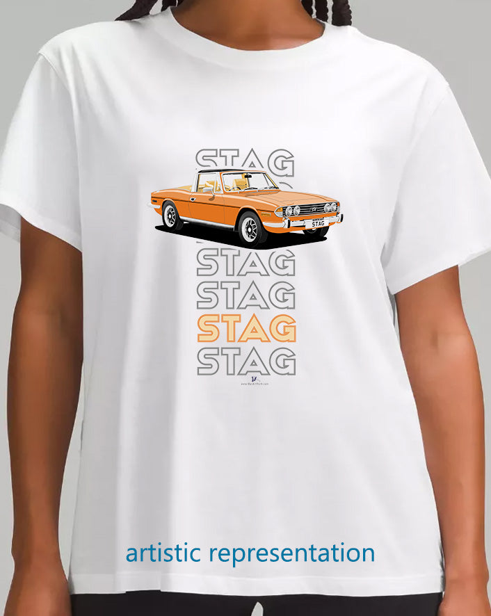 Triumph Stag in Topaz & Beige Art T Shirt (Words)