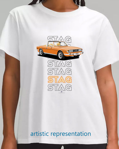 Triumph Stag in Topaz & Beige Art T Shirt (Words)