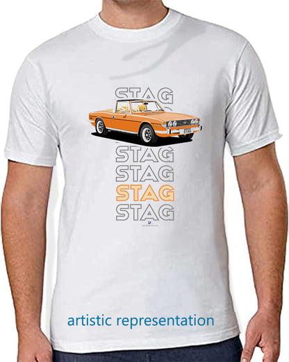 Triumph Stag in Topaz & Beige Art T Shirt (Words)