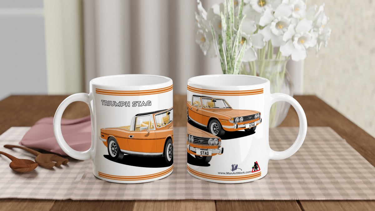 Triumph Stag  Orange and Beige Car Mug