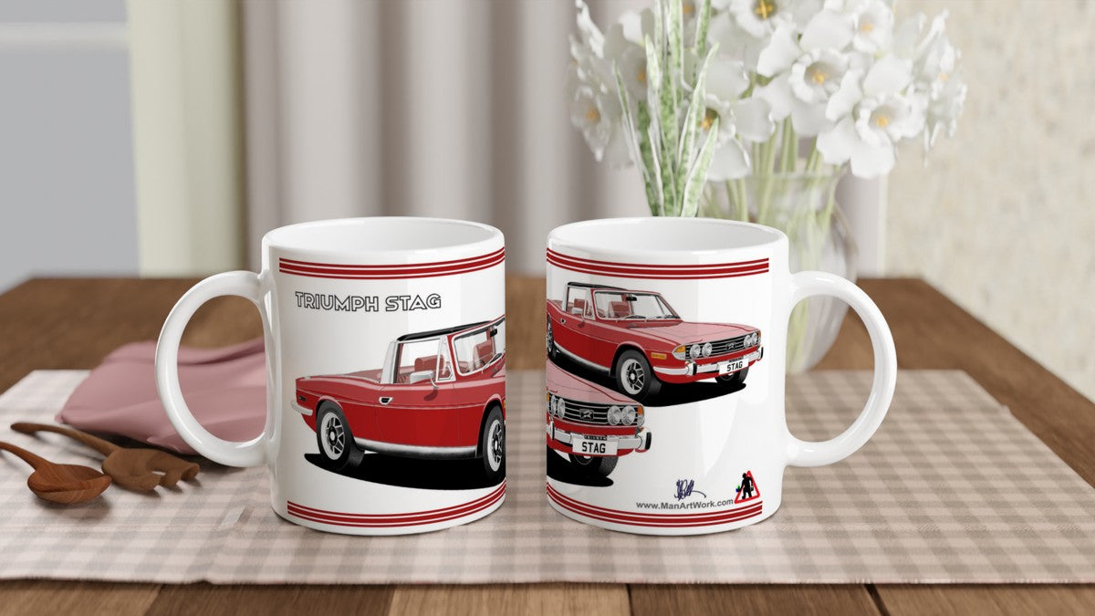 Triumph Stag Red and Red/Brown Car Mug