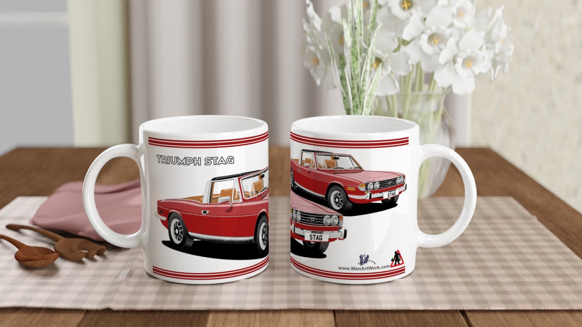 Triumph Stag Red and Tan Car Mug