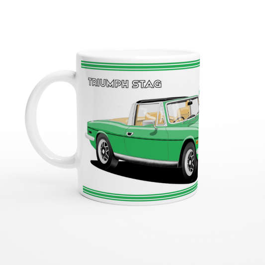 Triumph Stag Bright Green and Beige Car Mug