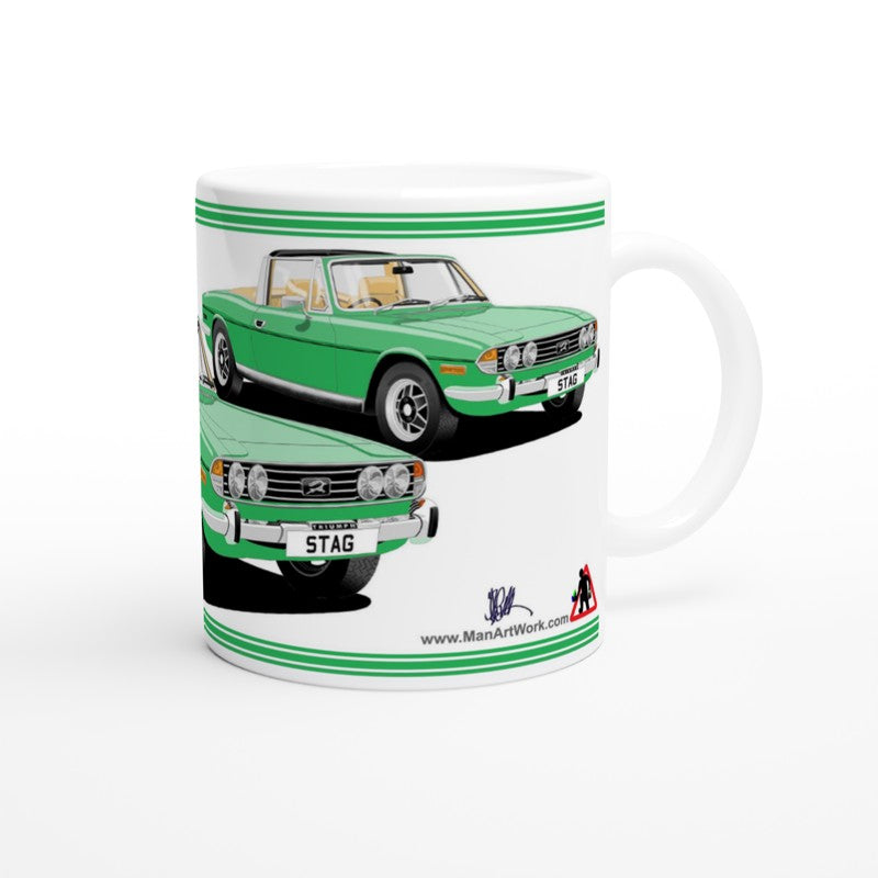 Triumph Stag Bright Green and Beige Car Mug