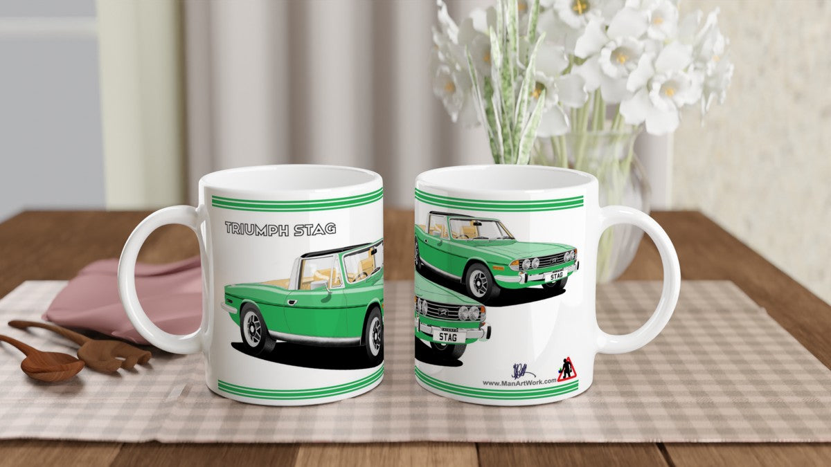 Triumph Stag Bright Green and Beige Car Mug