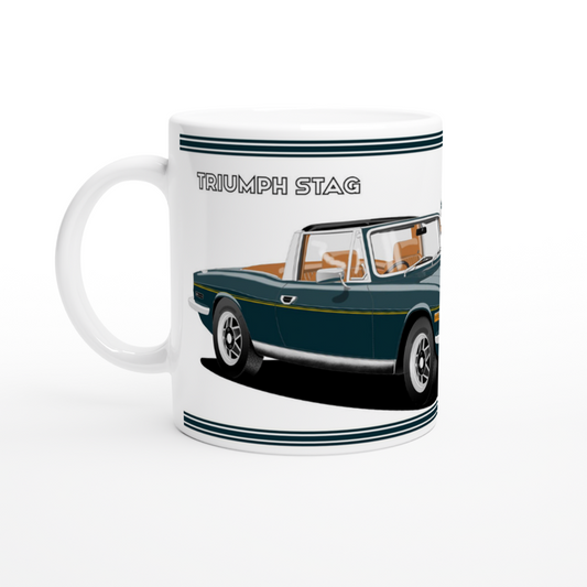 Triumph Stag  Green/Blue and Tan Car Mug