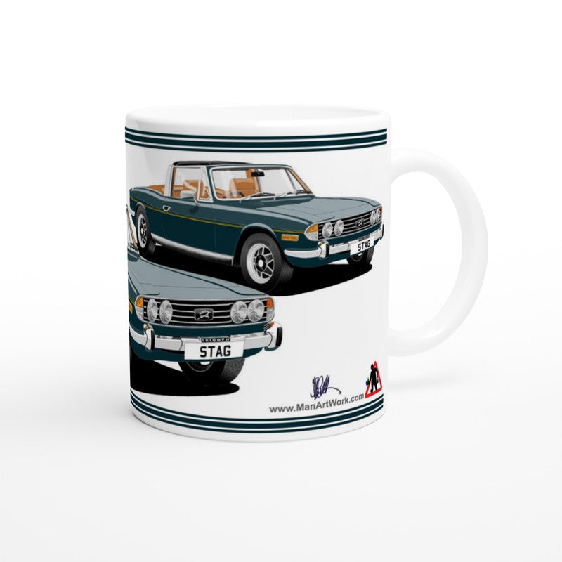 Triumph Stag  Green/Blue and Tan Car Mug