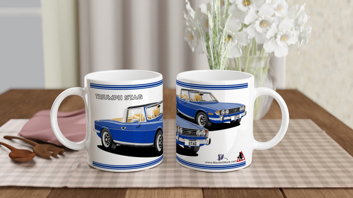 Triumph Stag  Bright Blue and Beige Car Mug