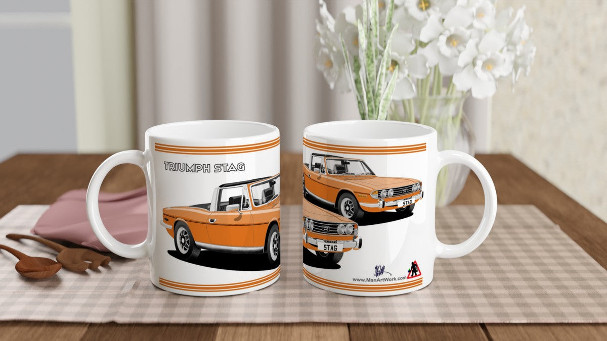 Triumph Stag T Orange and Black Car Mug