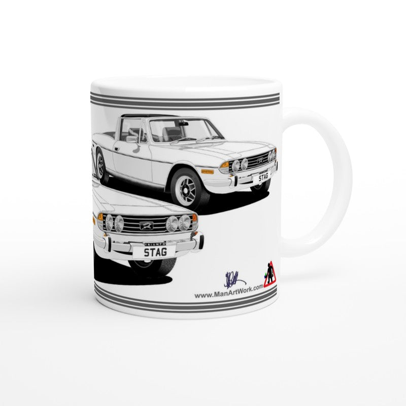 Triumph Stag  White and Black Car Mug