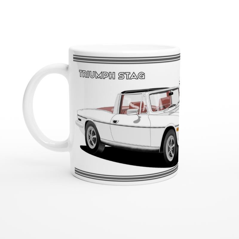 Triumph Stag  White and Brown Car Mug