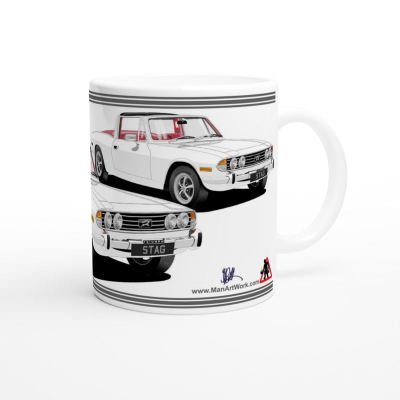 Triumph Stag  White and Red Car Mug