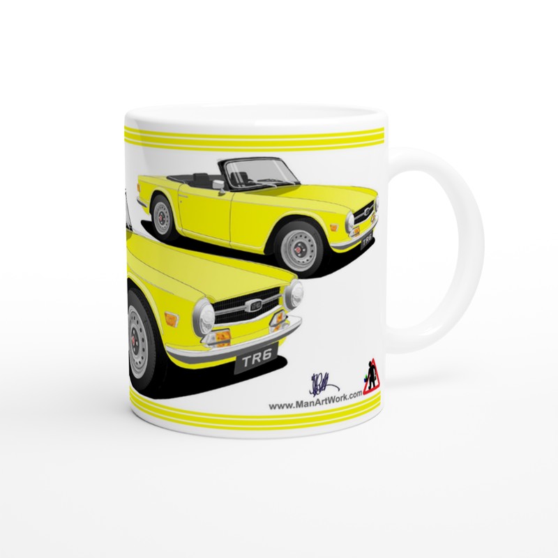 Triumph TR6 in Bright Yellow Art Mug