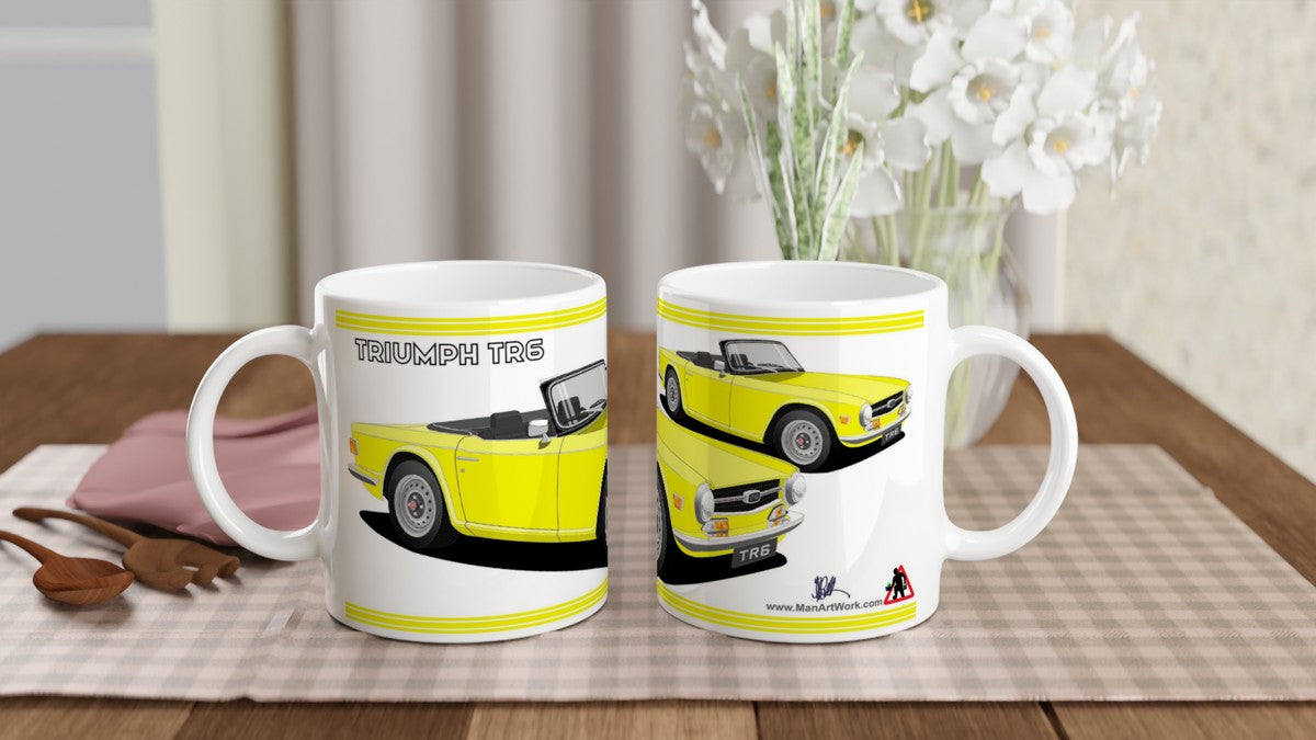 Triumph TR6 in Bright Yellow Art Mug