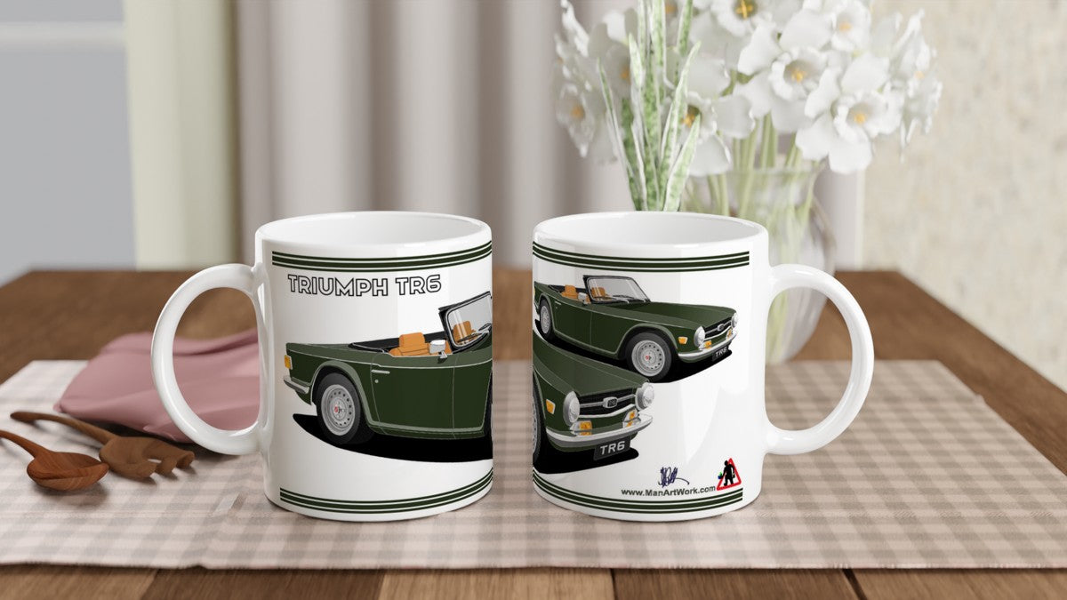 Triumph TR6 in Dark Green Art Mug