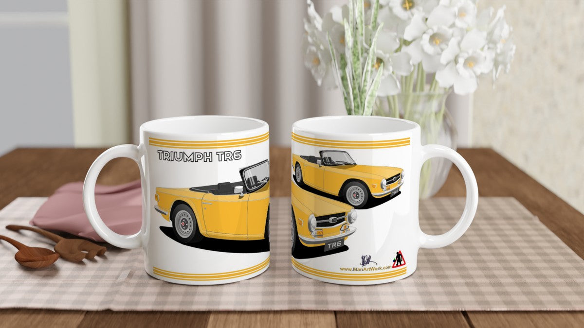 Triumph TR6 in Yellow Art Mug