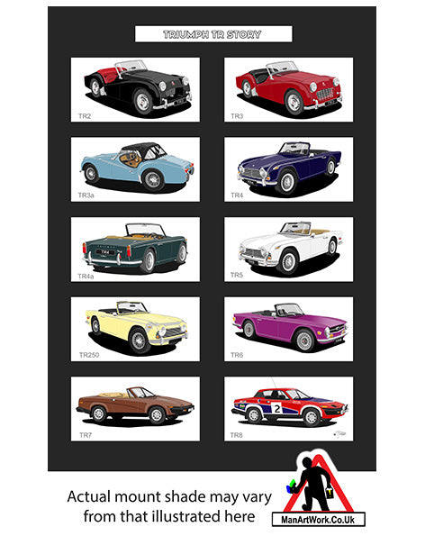 Triumph TR2 TR3 TR4 TR5 TR6 TR7 TR8 A4 Art Print