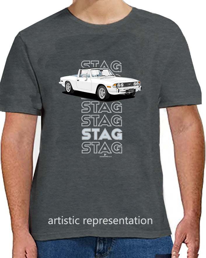 Triumph Stag in White & Blue 71-72 Art T Shirt (Words)