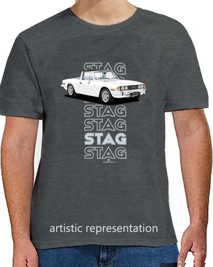 Triumph Stag in White & Blue 71-72 Art T Shirt (Words)