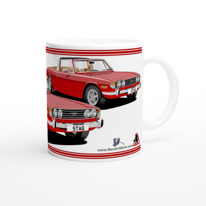 Triumph Stag Signal Red and Tan Car Mug