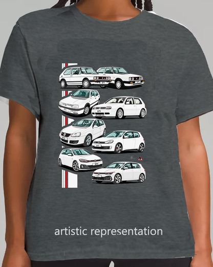 Volkswagen VW Golf GTi Cars in white Multi T Shirt