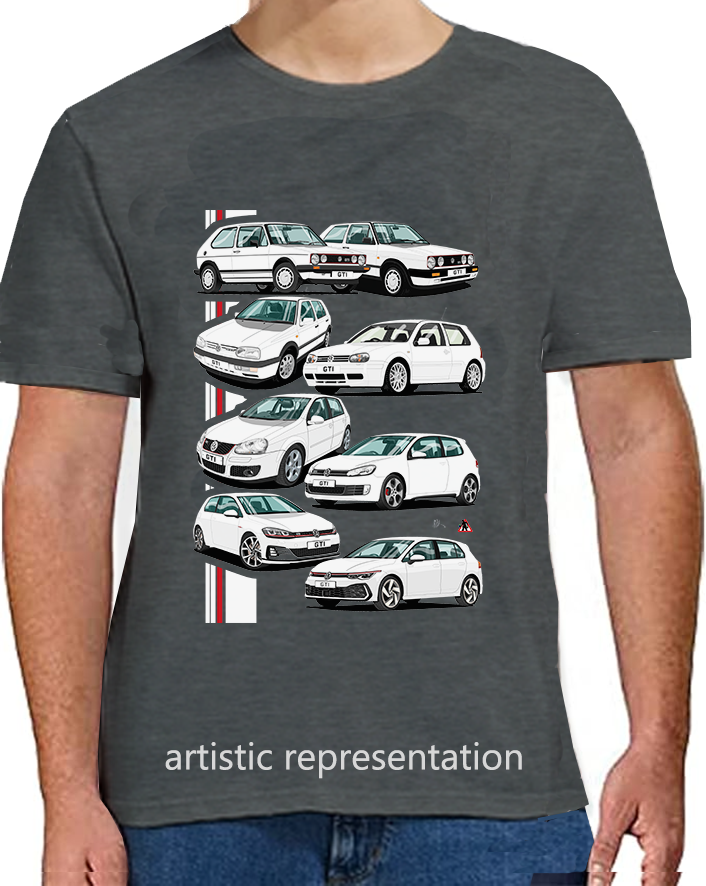 Volkswagen VW Golf GTi Cars in white Multi T Shirt