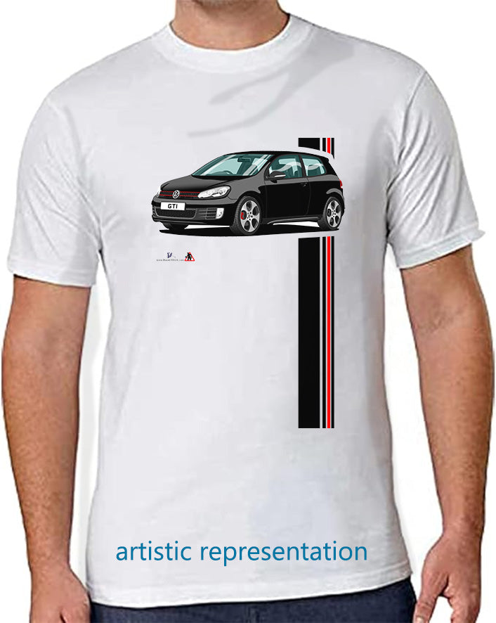 VW Golf GTi Mk6 Black T Shirt