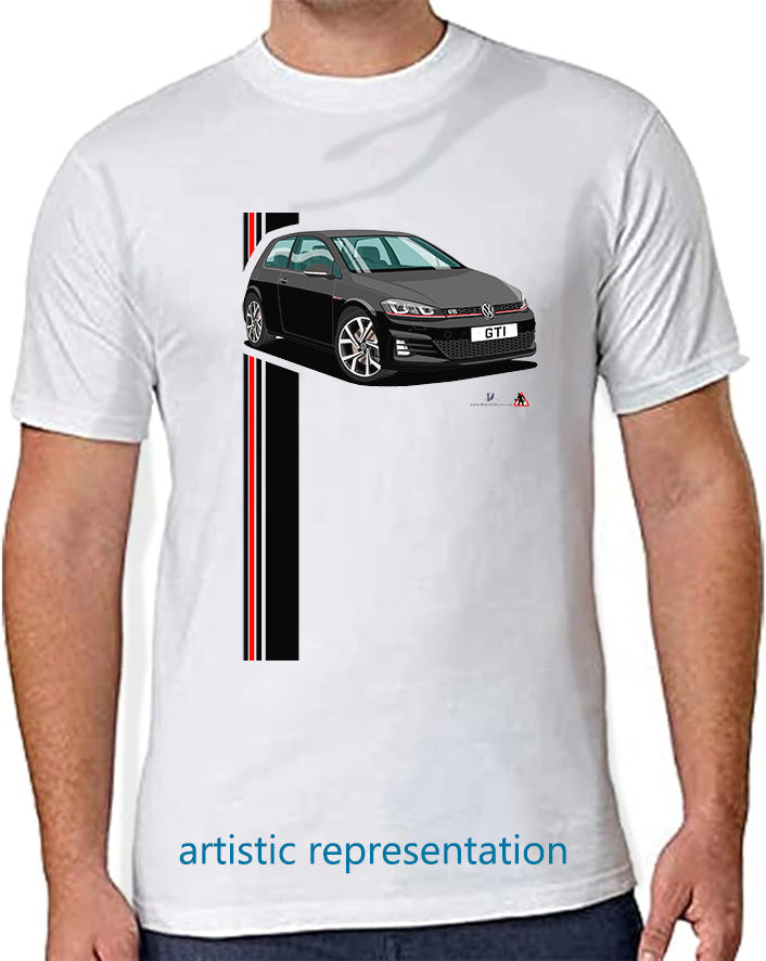 VW Golf GTi Mk7 Black T Shirt